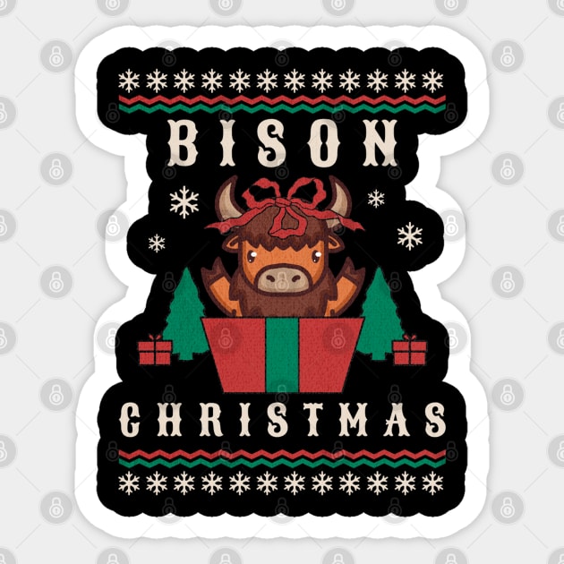 Santa Bison Animal Xmas Lighting Ugly Bison Christmas Sticker by HBart